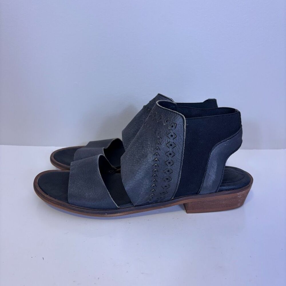 Garnet Hill Black Leather Cutout Sandals Size 40 = 9-9.5